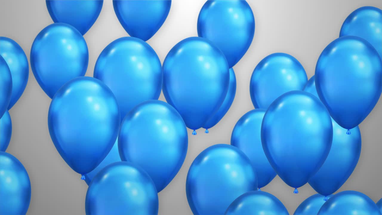 un montón de globos azules que se elevan en fondo blanco animación 4k canal alfa de bucle.