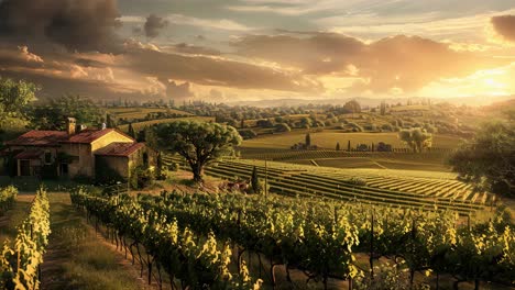 tuscan sunset vineyard landscape