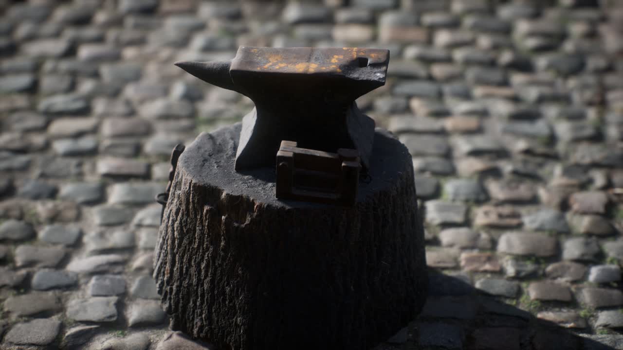 Old anvil attached to a stump