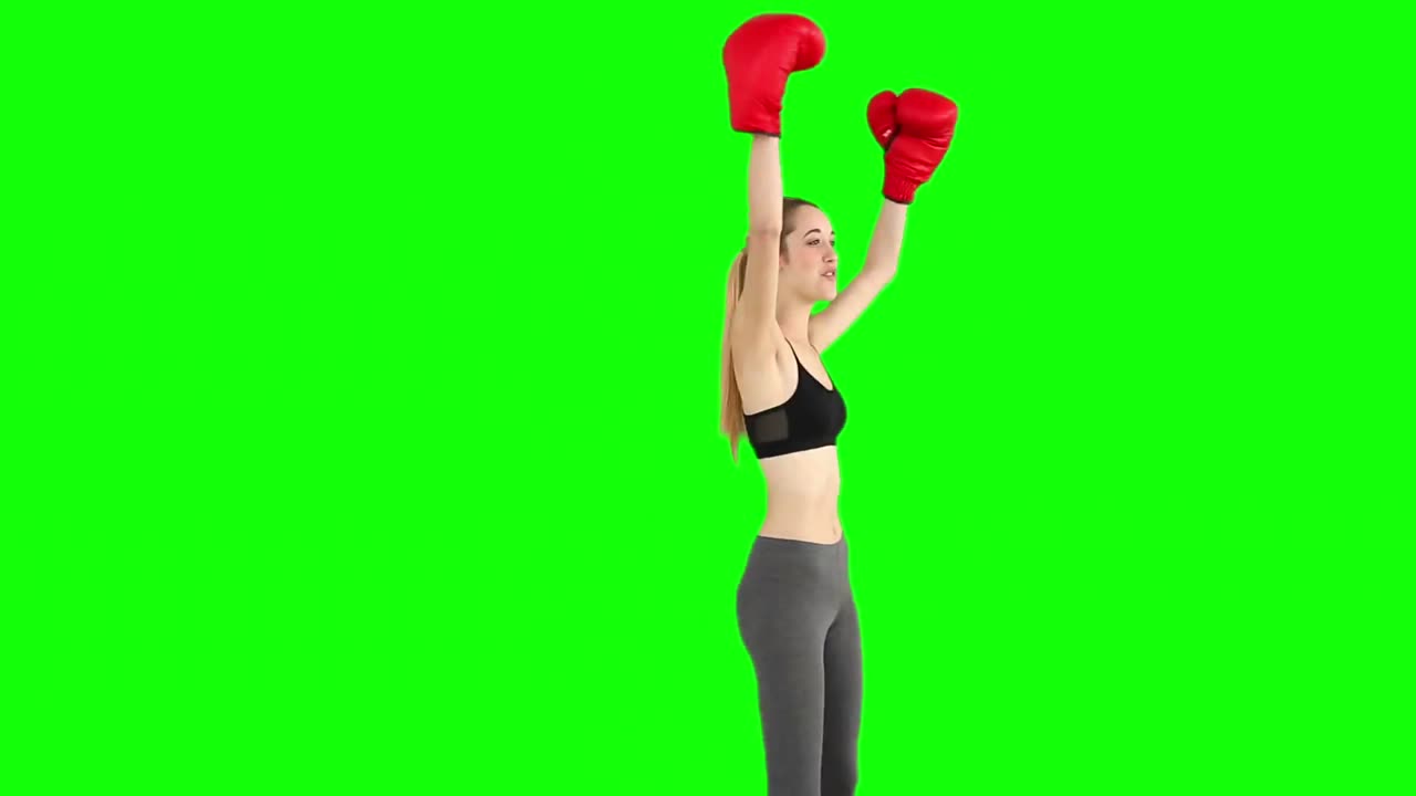 적색 권투 장갑으로 응원하는 적합한 모델