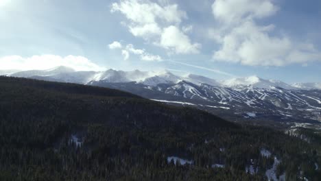 silverthorne forest and rocky mountains on a sunny winter day
