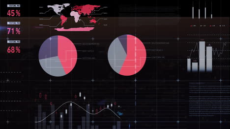 animación del procesamiento de datos financieros sobre un fondo negro