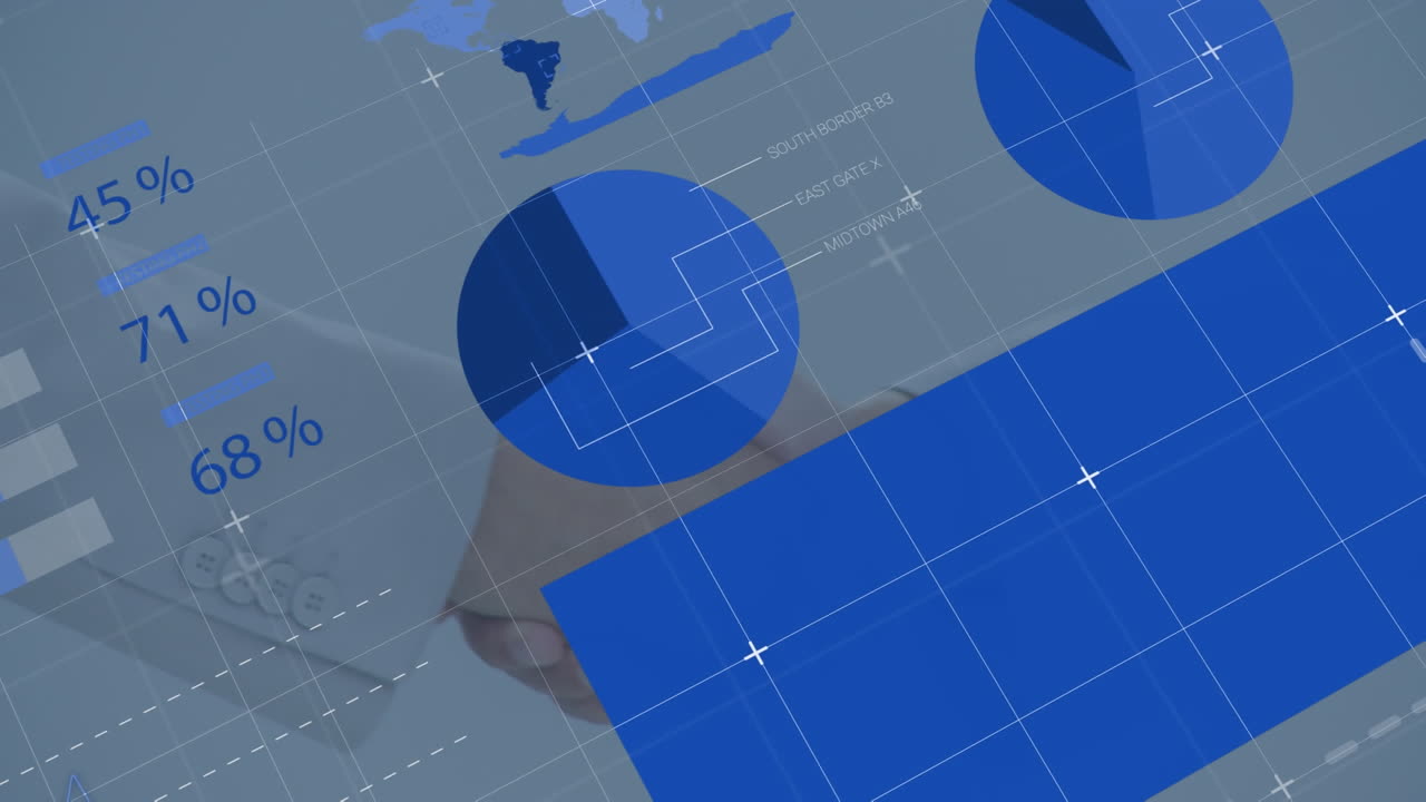 animación de la interfaz infográfica sobre la sección media de los investigadores caucásicos que se dan la mano