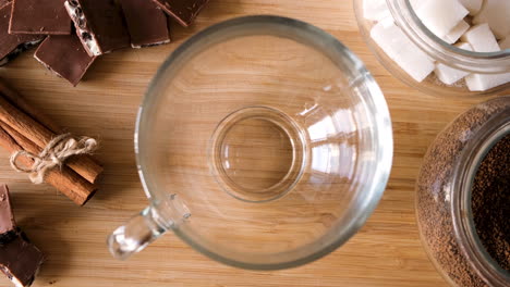 coffee, sugar and chocolate preparation