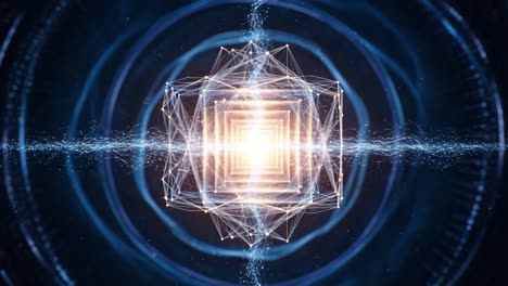 dynamic geometric patterns emanating light energy: a captivating visual representation of modern technology and abstract art in motion