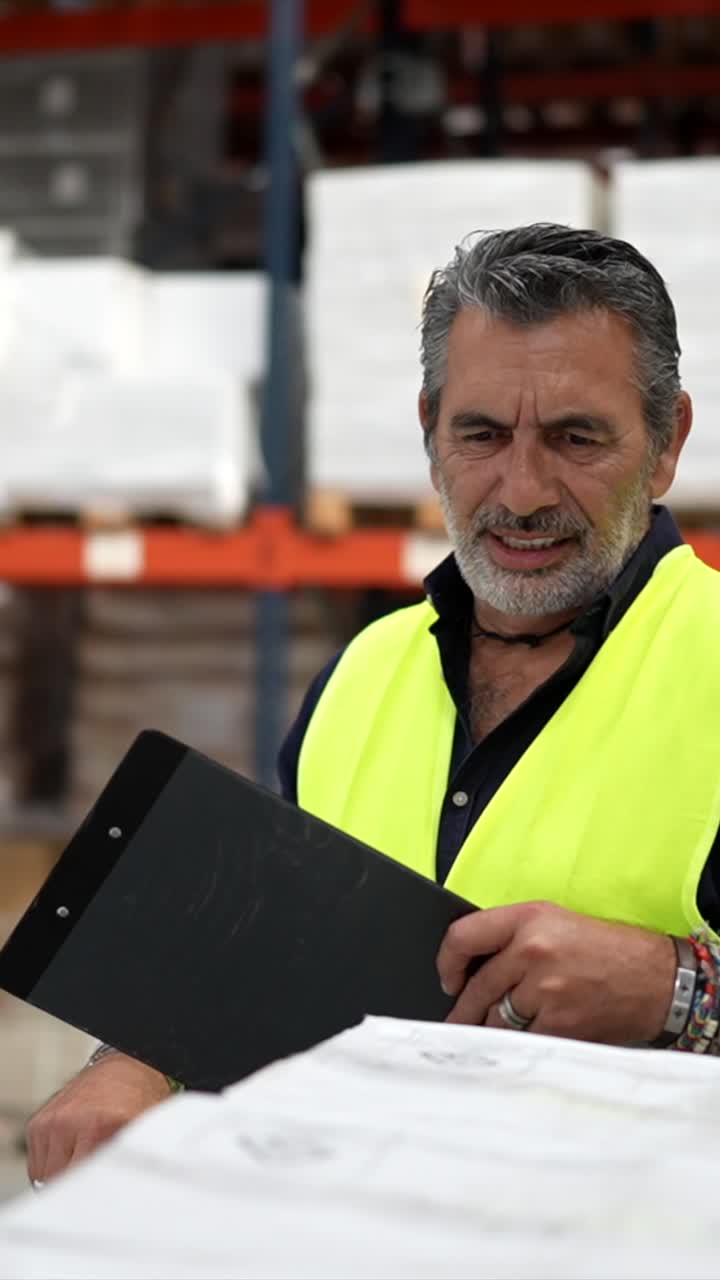 Man in warehouse with clipboard