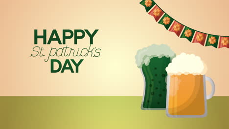 st patricks day animated card with beers