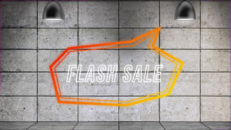 Animation-Des-Flash-Sale-Textes-In-Der-Retro-Sprechblase-über-Abstraktem-Hintergrund