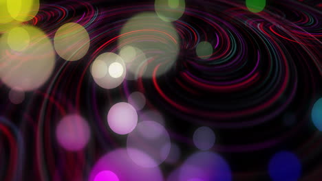 Colorful swirling lines and bokeh lights, abstract animation background