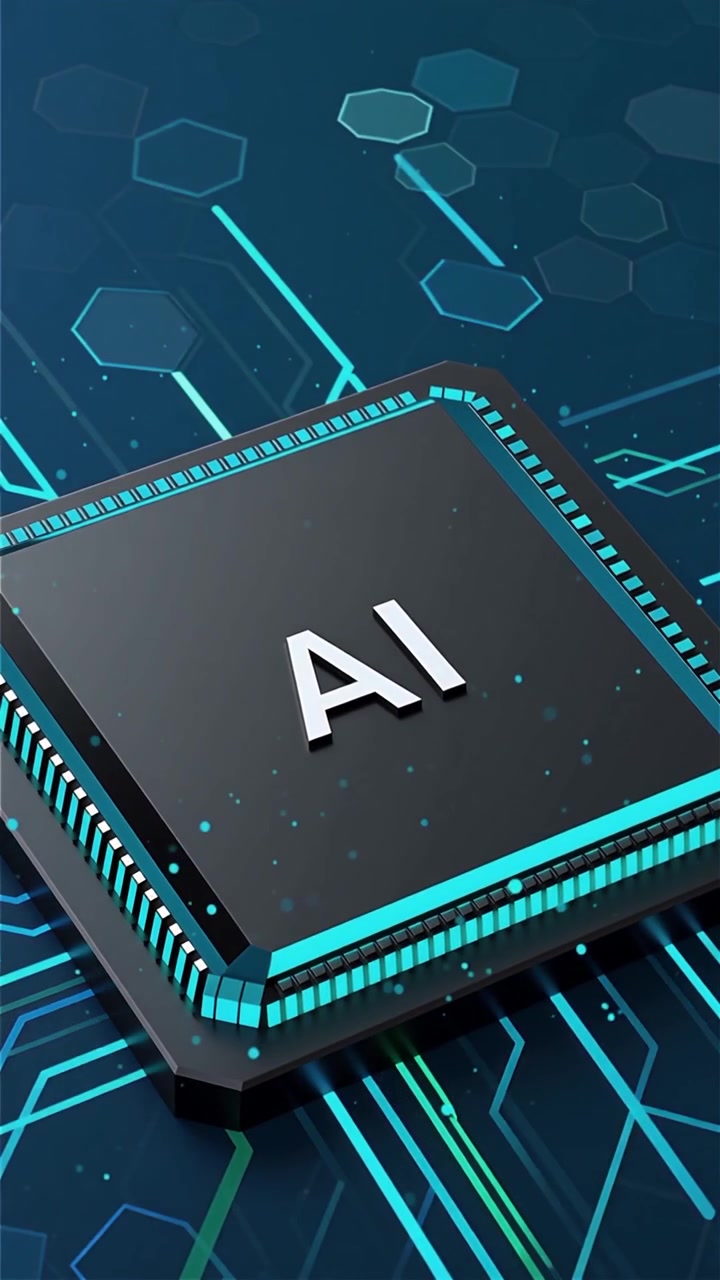 Futuristic AI Chip Motherboard Technology Background