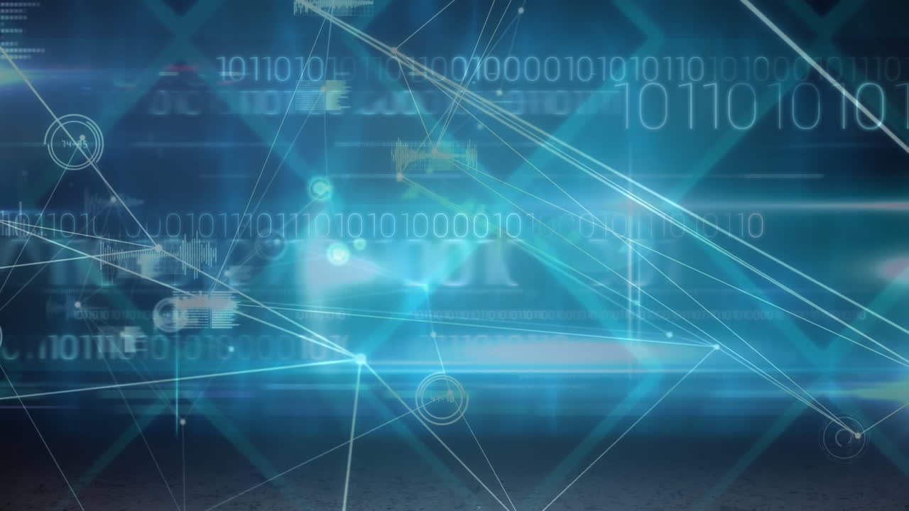 연결 및 빛의 점 네트워크를 통해 데이터 처리의 이미지