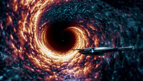 starship entering a black hole
