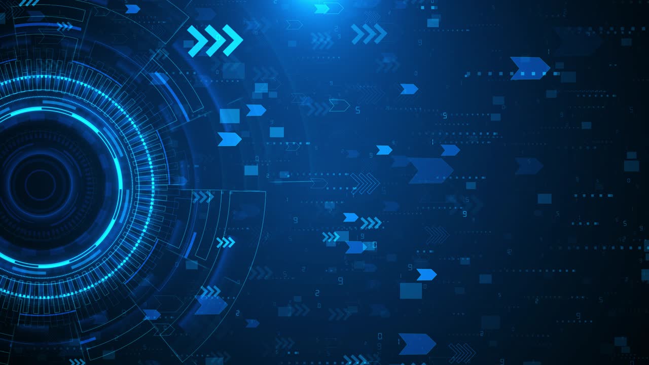 Futuristic circle hud headup display interface moving arrow for data networking circle hud virtual
