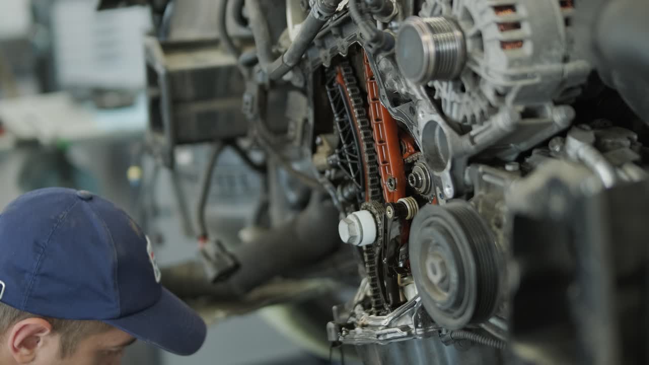 mecánico de reparación de motores de automóviles en un taller de automóviles