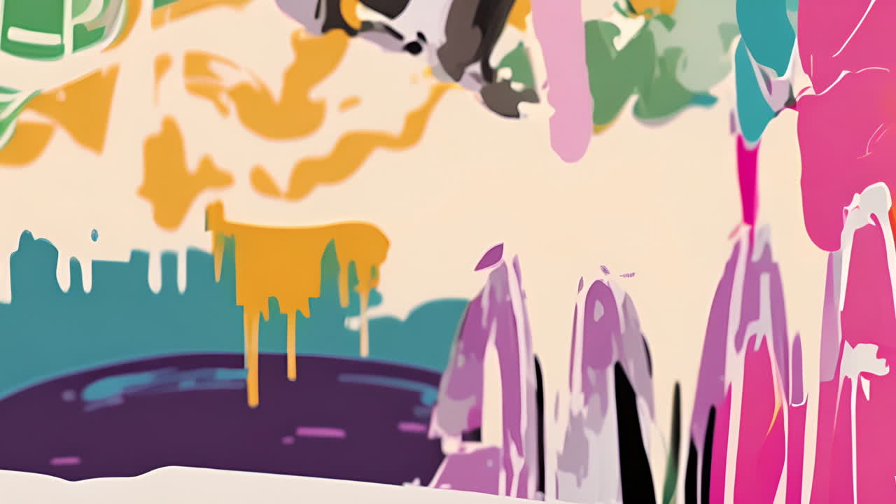 Abstract colorful shapes and patterns animation over light background