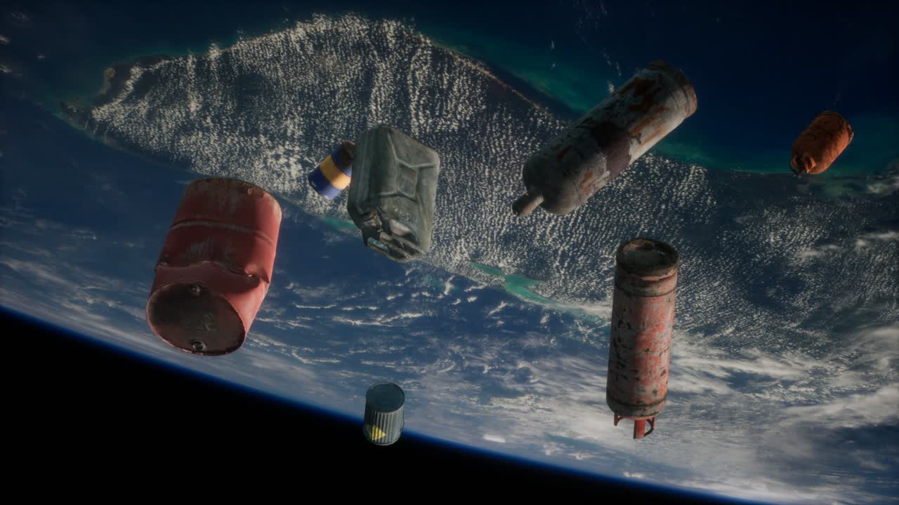 contaminación de la atmósfera del planeta tierra y el espacio