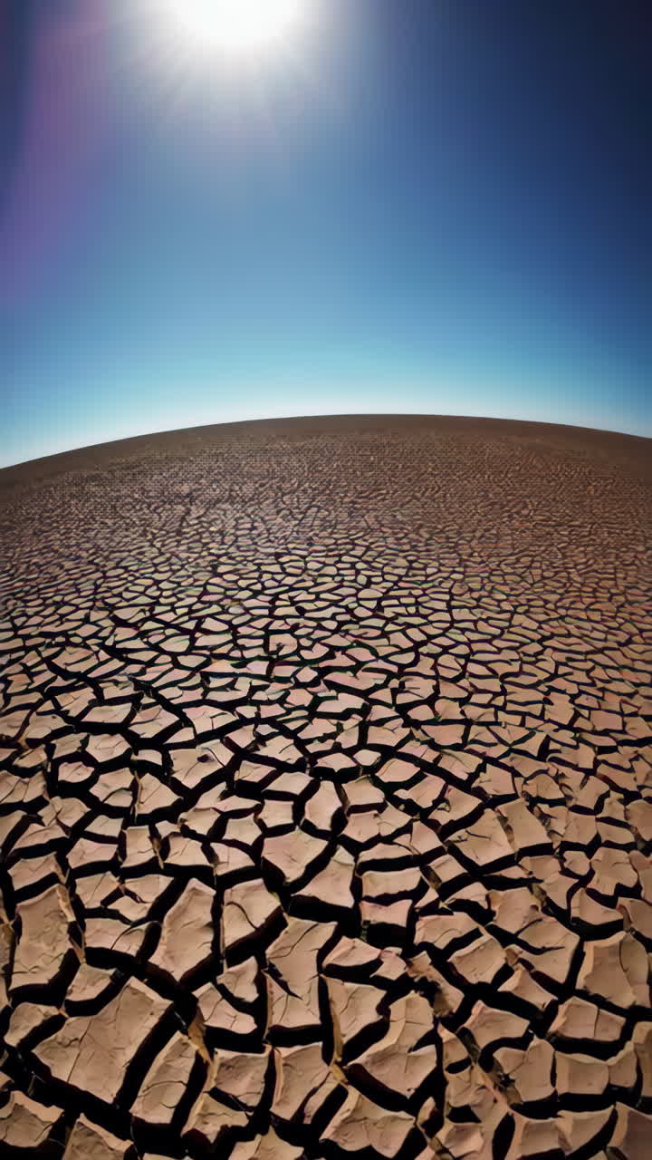 Cracked Earth Landscape Under a Sunny Sky