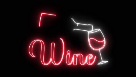 neon sign animation of wine pouring into glass.