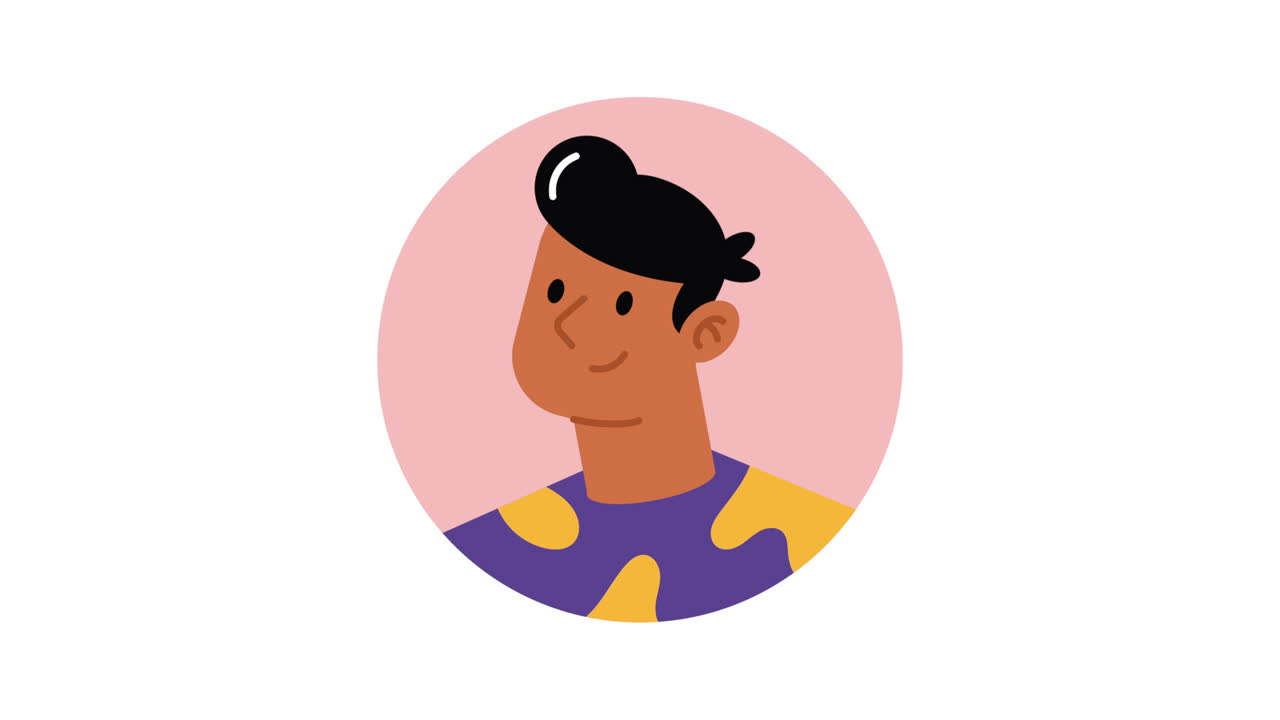 animación de personaje de perfil de joven