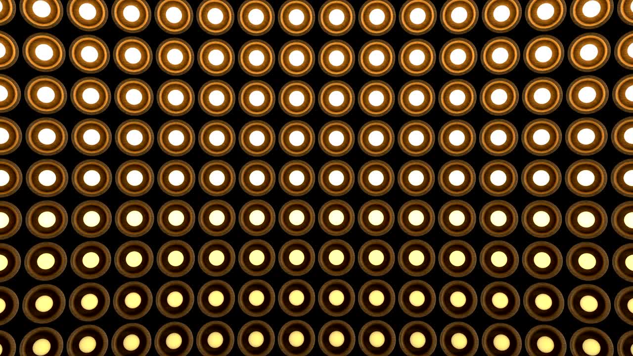 Lights flashing wall round bulbs pattern static horizontal wood stage background vj loop