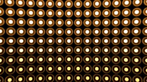 luces parpadeantes pared bulbos redondos patrón estático horizontal etapa de madera fondo vj bucle