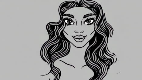 black and white line art portrait of a woman