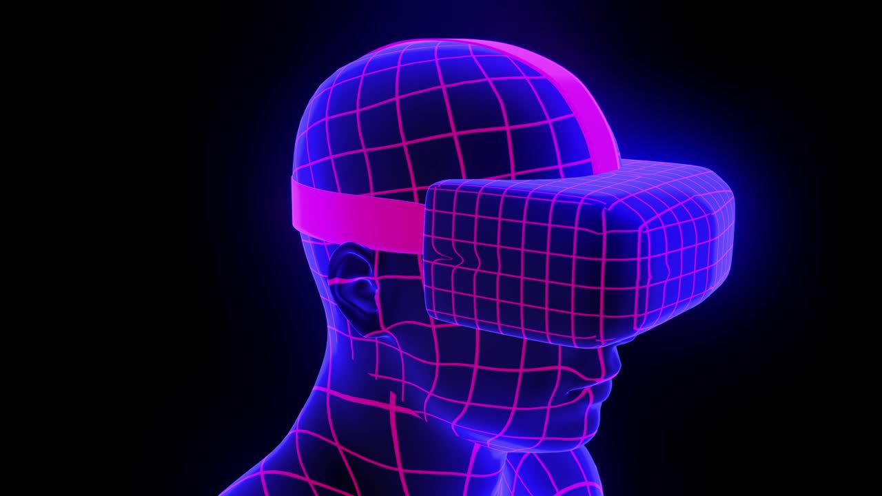 VR virtual reality headset hologram futuristic animation hmd game tech loop 4k