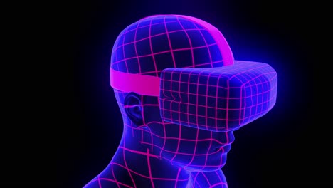 headset de realidad virtual holográfico de animación futurista hmd juego de tecnología de bucle 4k