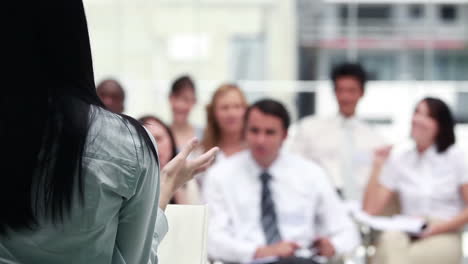 Brunette-giving-a-speech