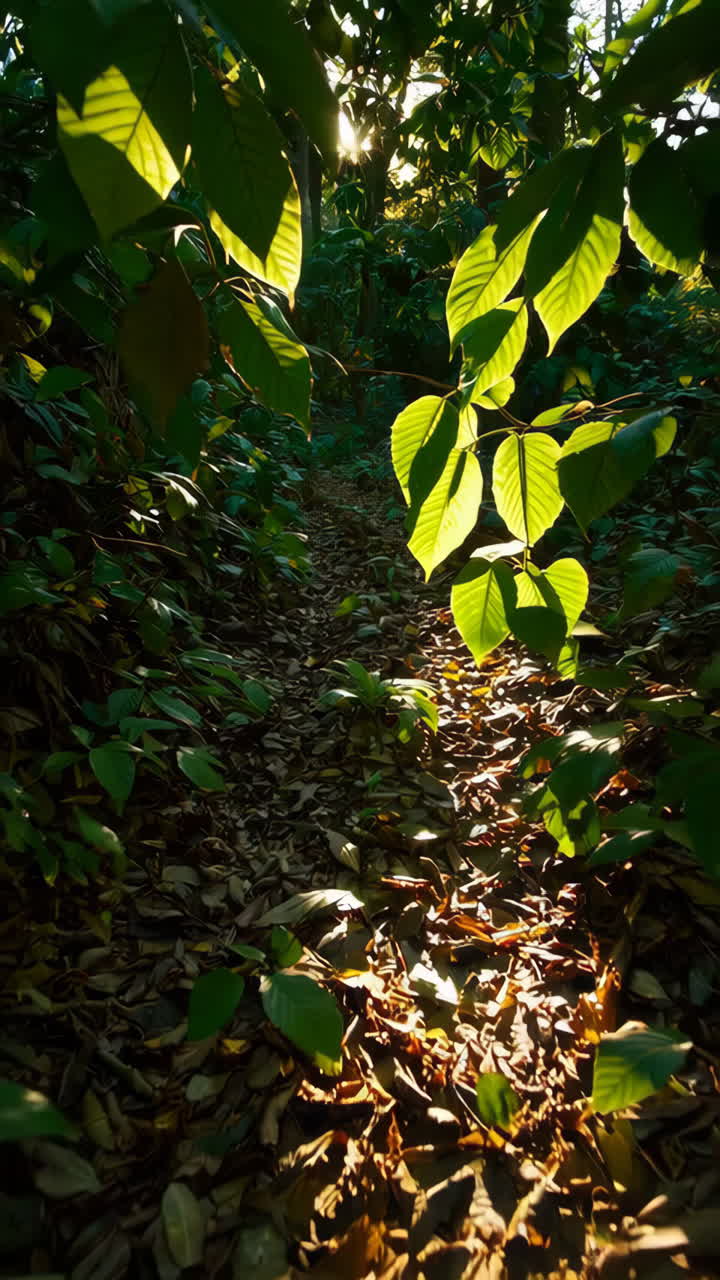 빛이 비치는 숲길