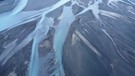 Aerial-breathtaking-view-if-river-estuary-in-nature