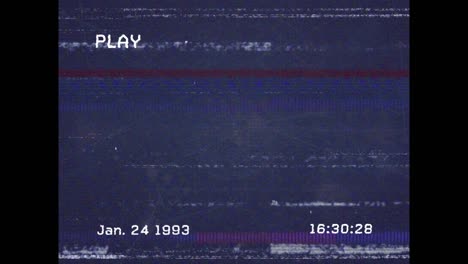 Animation-Des-VHS-Glitch-Effekts-über-Ein-Netzwerk-Von-Verbindungen-Vor-Blauem-Hintergrund