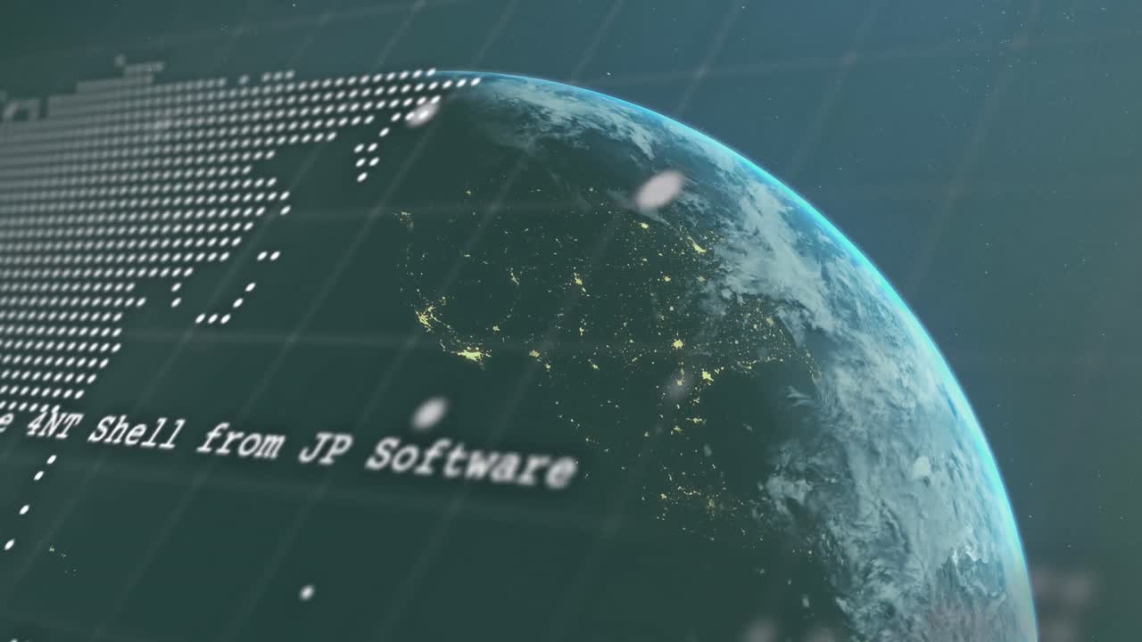 Animation of financial data processing over globe