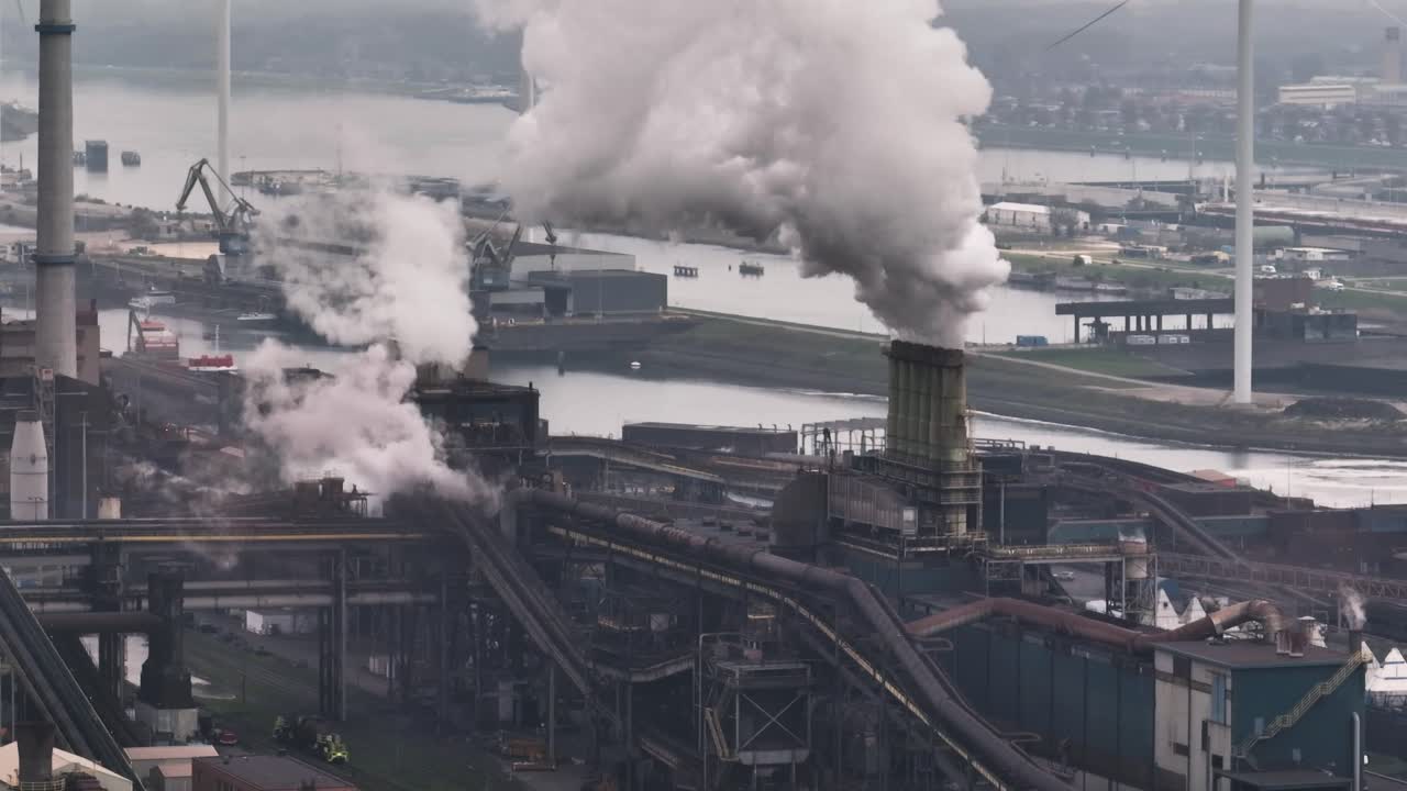 대기 오염을 일으키는 tata 철강 제조 공장, wijk aan zee