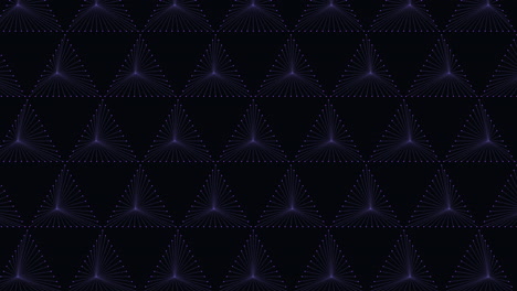 digital neon triangles pattern in rows with neon dots on dark gradient