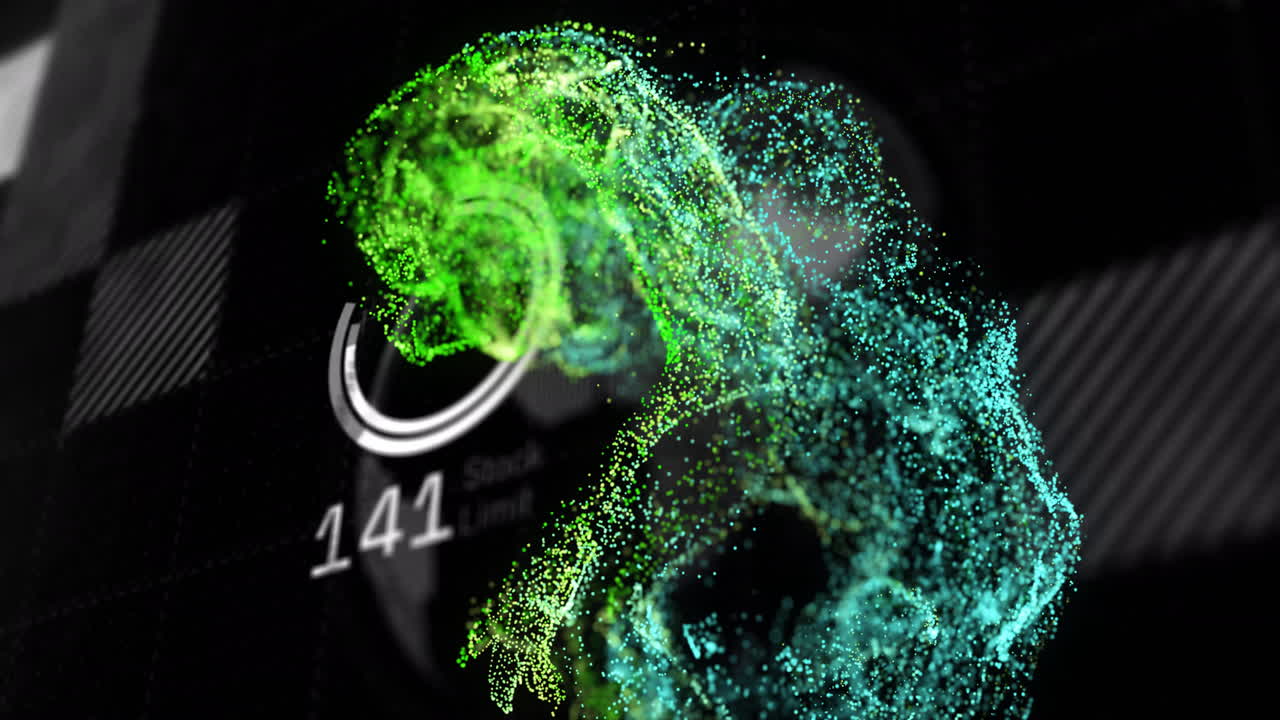 animación de puntos verdes sobre el procesamiento de datos sobre fondo negro