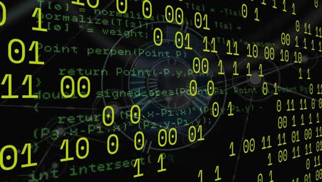 Animation of data processing over black background