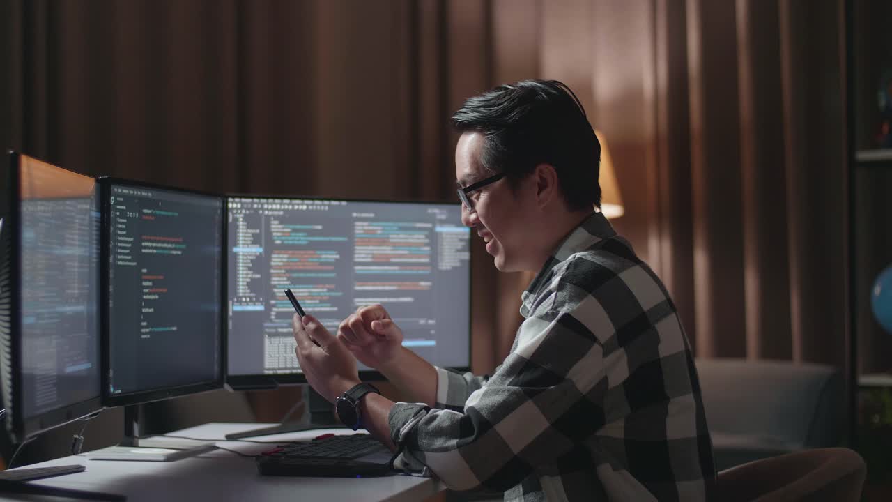 Excited Programmer Celebrating Success