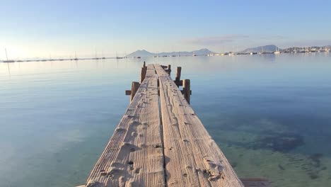 very small wooden jetty in pollensa