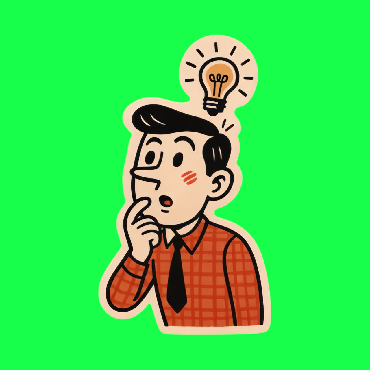 Retro cartoon idea concept animation, transparent 4K video, green screen