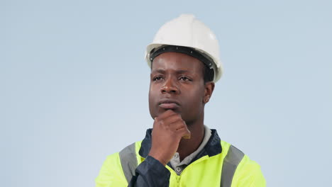 engineer, thinking and black man with solution