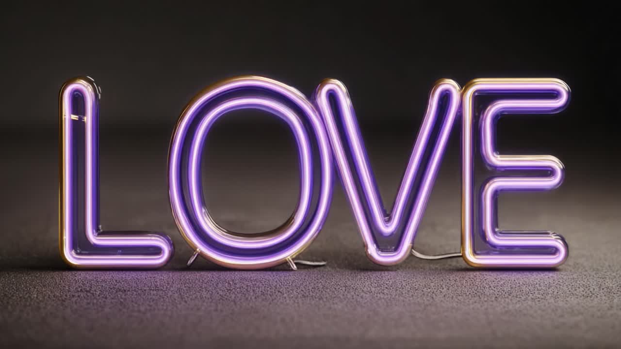 A Vibrant Neon Sign Spelling Out the Word 'LOVE', Perfect for Adding a Touch of Modern Romance and Aesthetic Appeal to Any Setting or Atmosphere