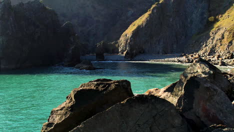coastal scene with rocks and cliffs