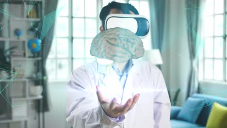doctor using vr to visualize the human brain