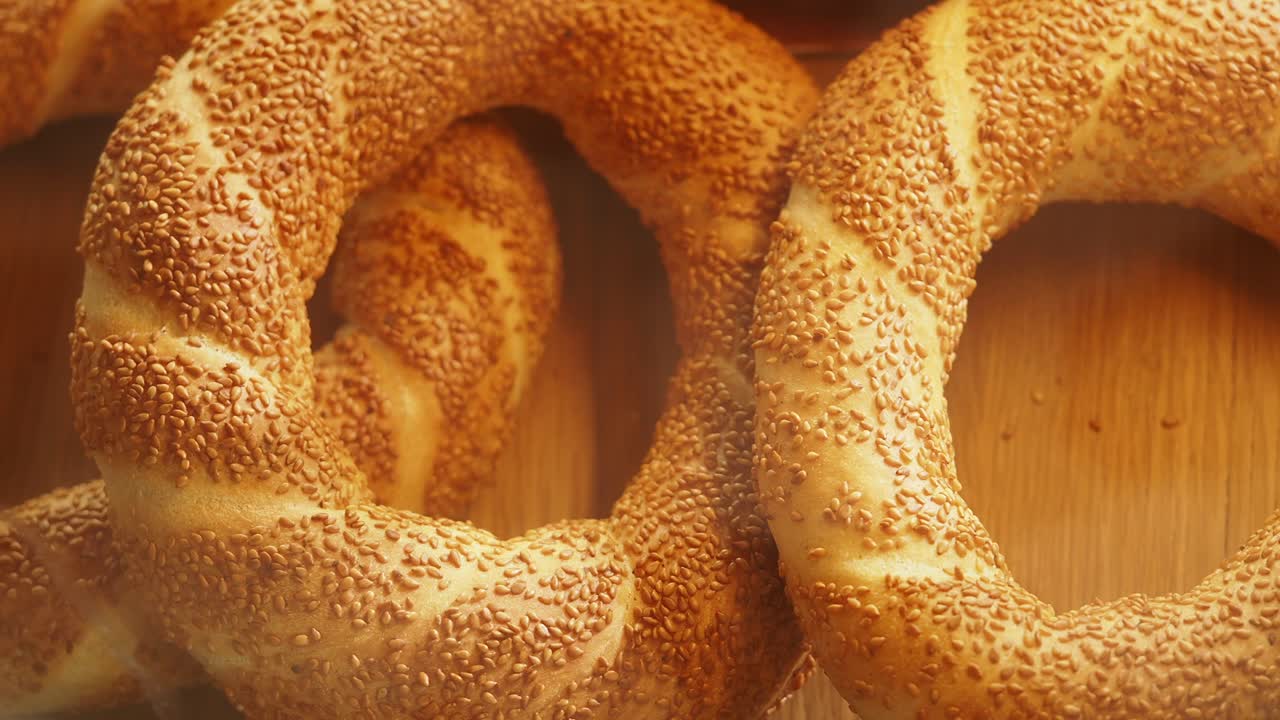 Close-up of Sesame-Covered Simit