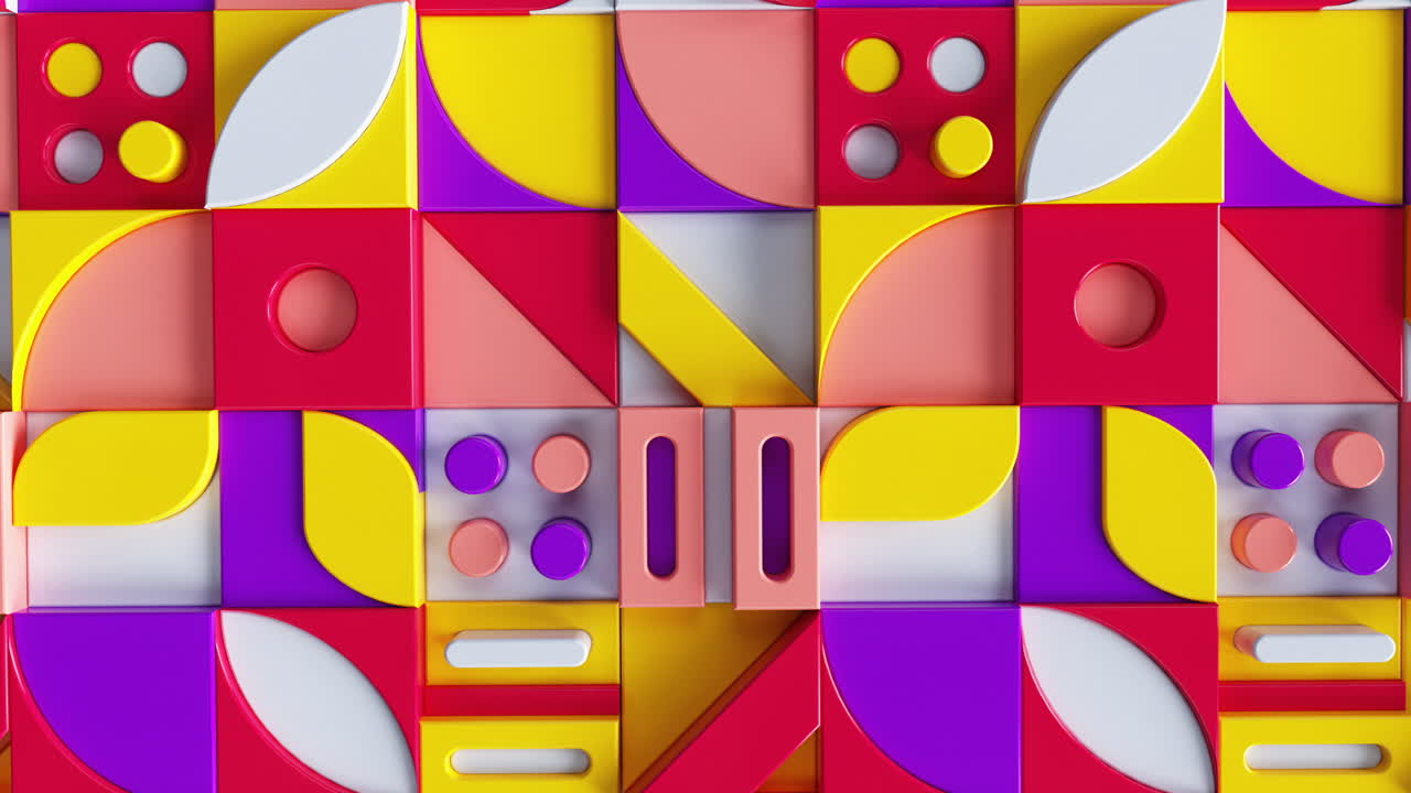 renderizado en 3d de formas de madera coloridas. fondo de rompecabezas geométricos