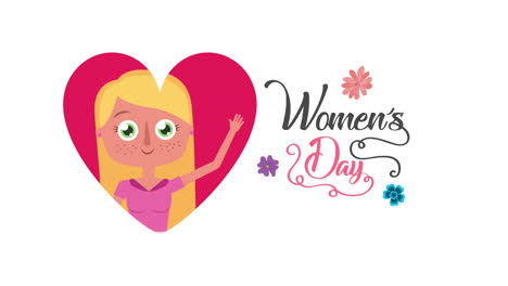 happy womens day card with woman in heart