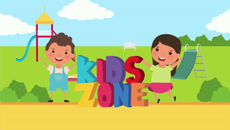 little kids group with kids in the park