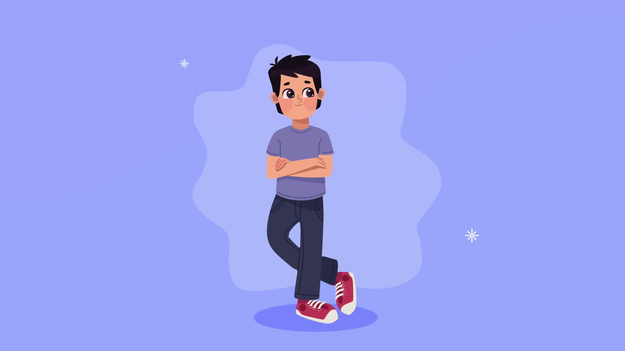 joven de pie animación de personajes