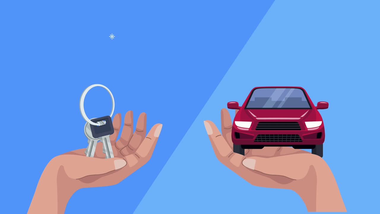 animación del servicio de seguros con coche y llave